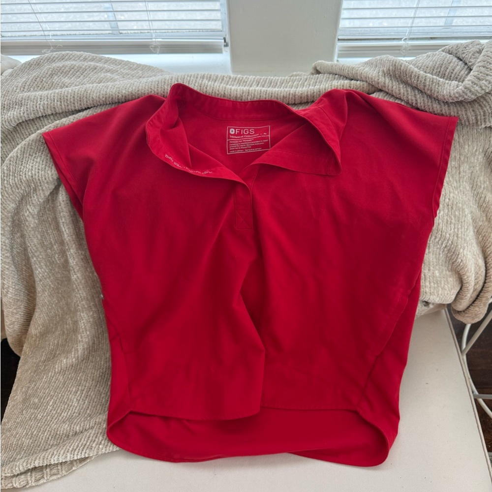 FIGS Red Rafaela Oversized Scrub Top